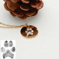 Personalized 18K Gold Plated Paw Print Necklace - Custom Engraved Pet Jewelry for Dog and Cat Lovers