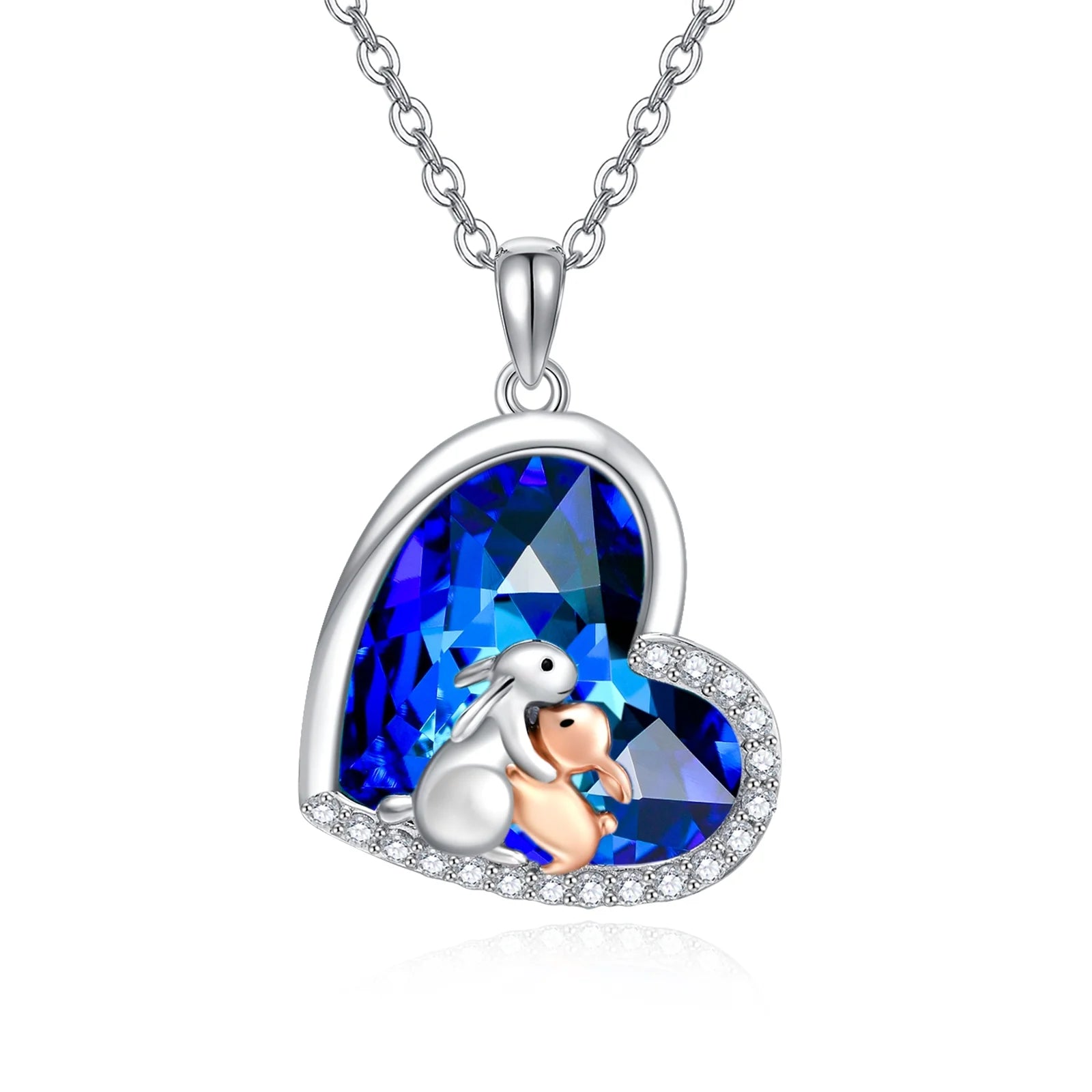 Heartfelt Bunny Pendant Necklace in S925 Sterling Silver - Perfect Gift for Moms, Daughters, and Grandmas - Celebrate Love with a Unique Crystal Design