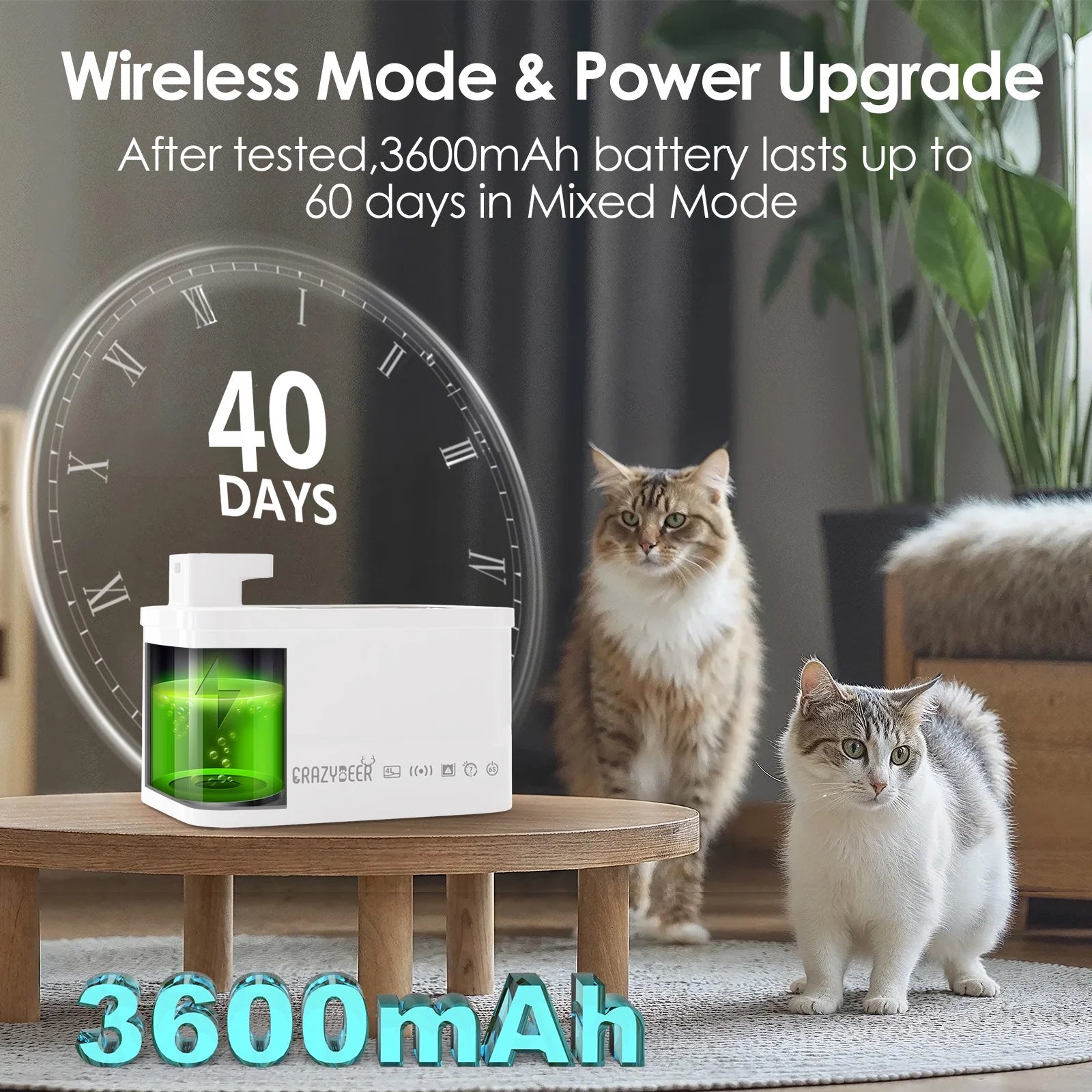 Elevate Your Pet's Hydration with the 4L Wireless Cat Water Fountain - Automatic Stainless Steel Dispenser for Happy, Healthy Cats
