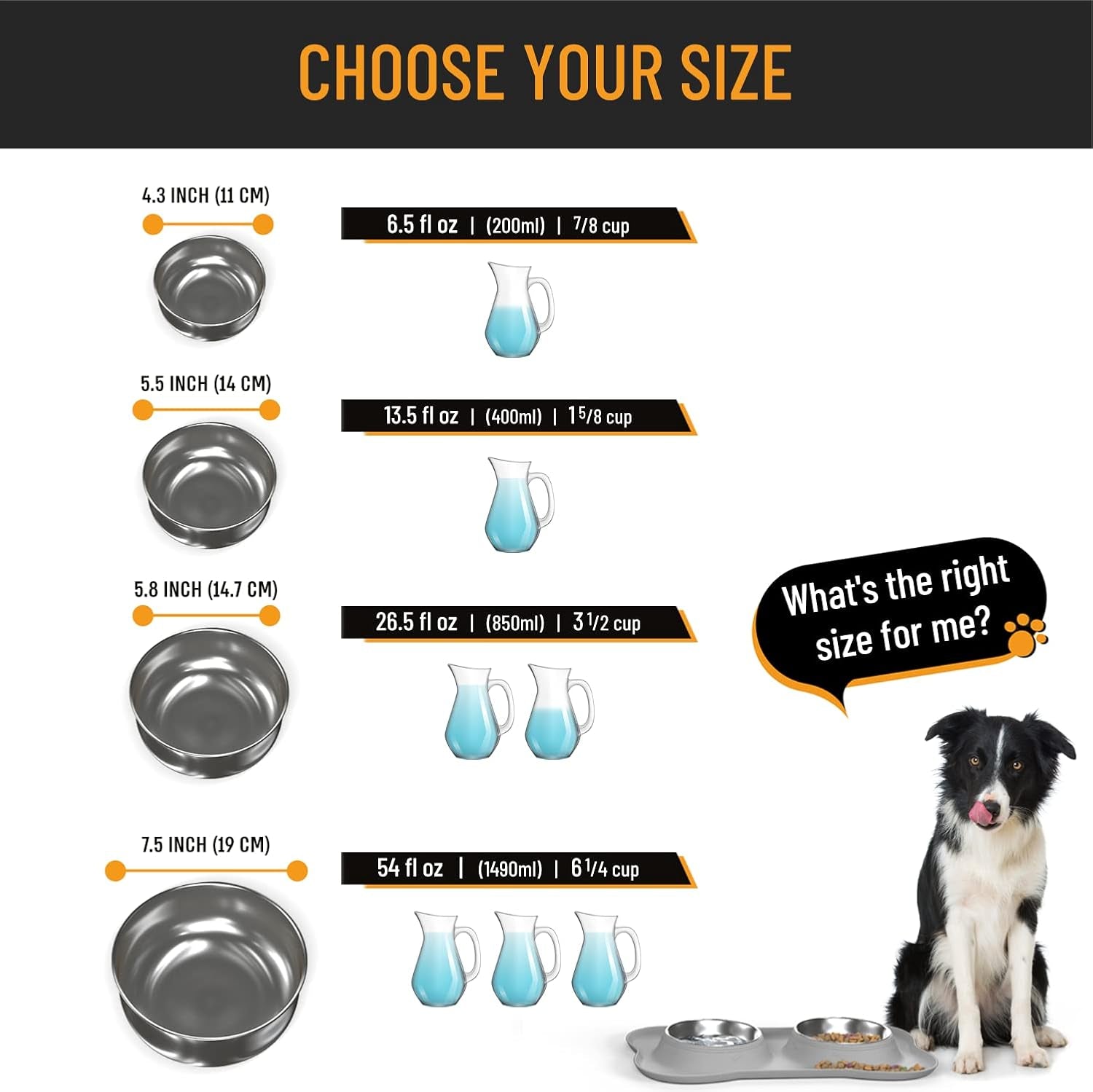 Ultimate No Spill Dog Bowl Set: Stainless Steel Food & Water Bowls with Skid Resistant Silicone Mat for Small, Medium, & Large Breeds