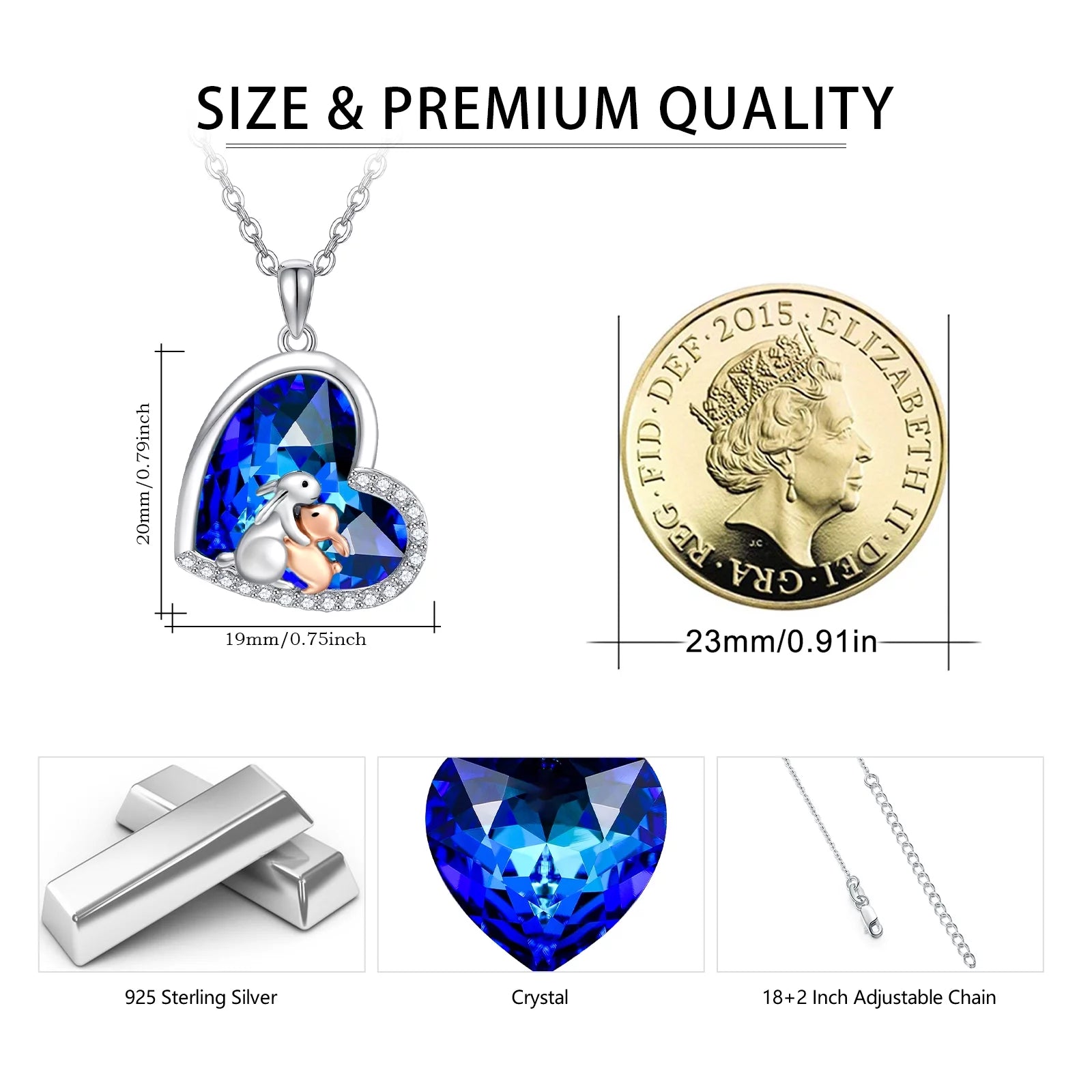 Heartfelt Bunny Pendant Necklace in S925 Sterling Silver - Perfect Gift for Moms, Daughters, and Grandmas - Celebrate Love with a Unique Crystal Design