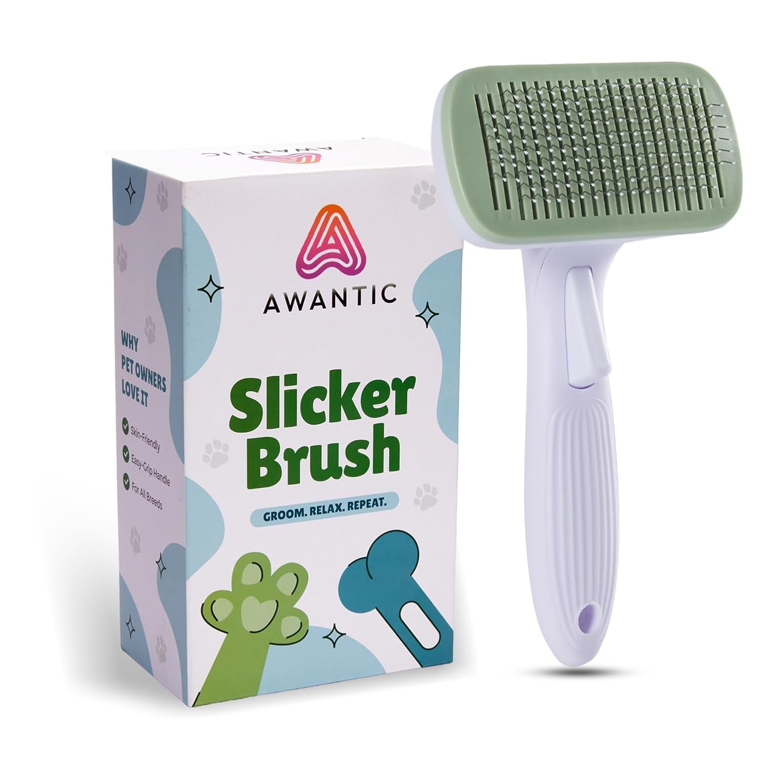 Revolutionary Self-Cleaning Slicker Brush for Dogs - Perfect for Short & Long Haired Breeds, Effortlessly Remove Undercoat and Tangles for a Healthy, Shiny Coat