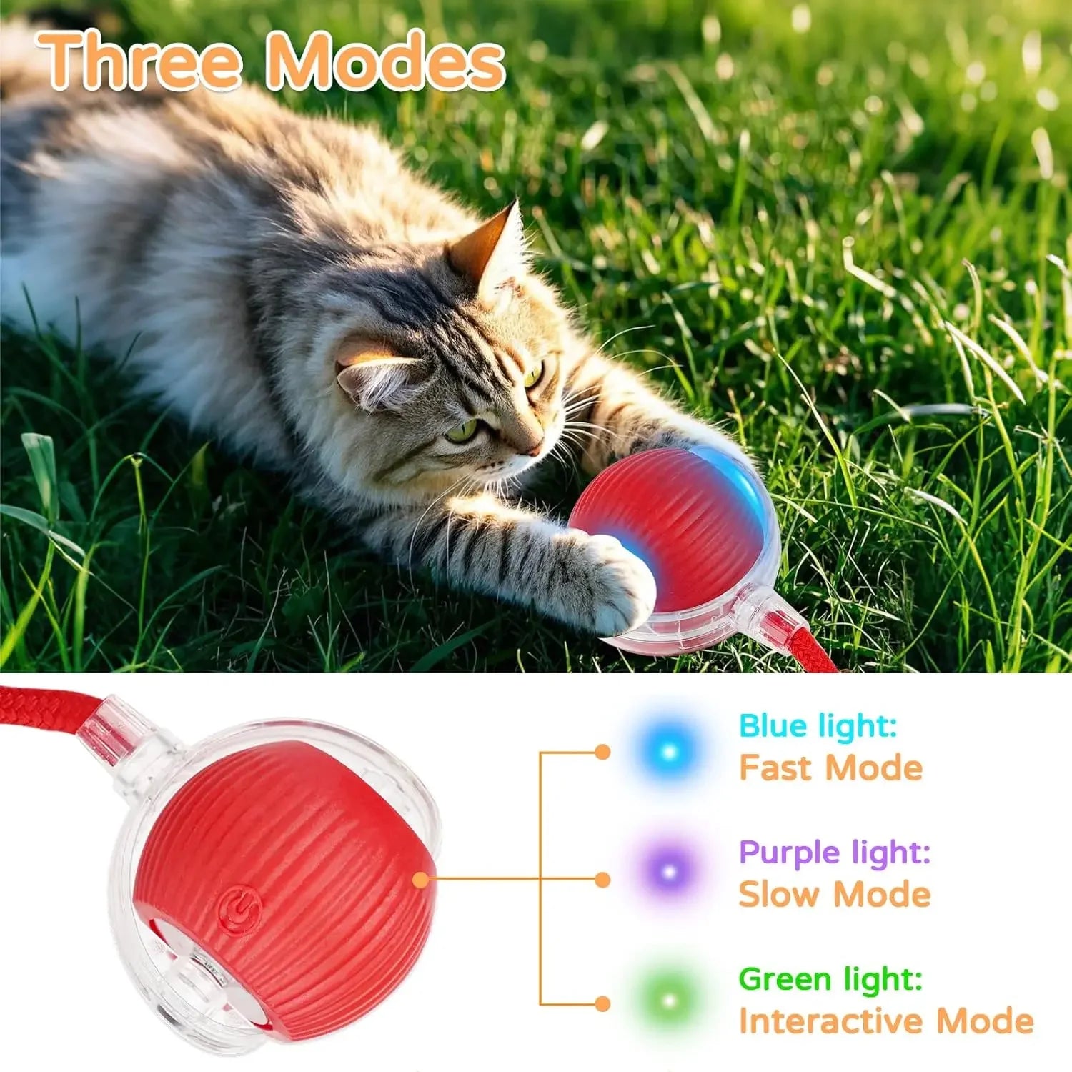 Engaging Automatic Rolling Cat Ball Toy with Faux Tail - Rechargeable Electric Interactive Toy for Cats and Small Dogs