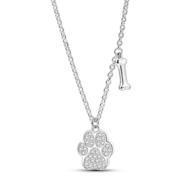 Cherish Your Furry Friend with Our Elegant Sterling Silver Paw Print Necklace