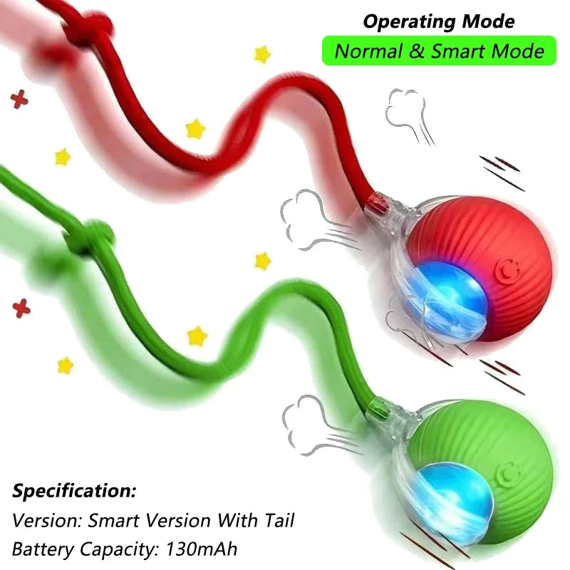 Engaging Automatic Rolling Cat Ball Toy with Faux Tail - Rechargeable Electric Interactive Toy for Cats and Small Dogs