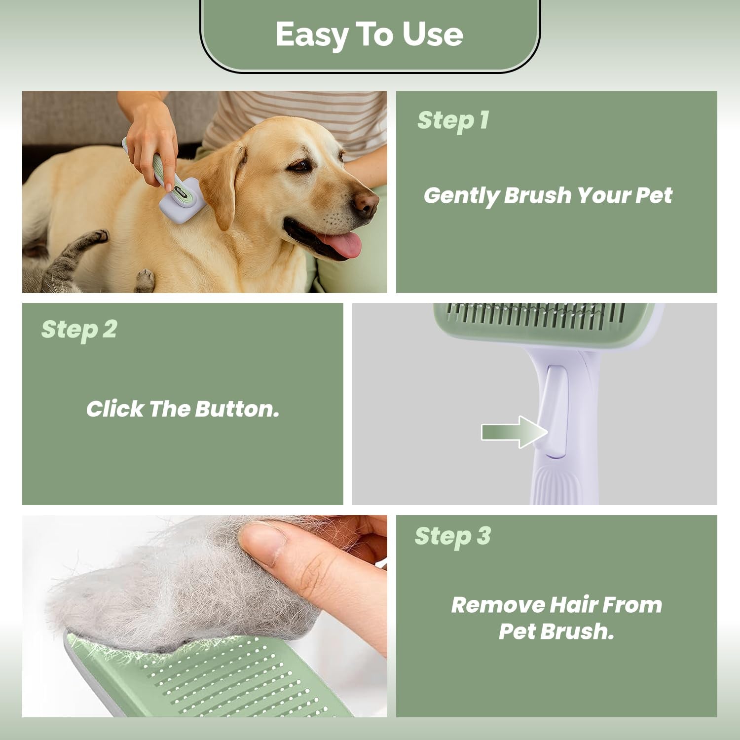 Revolutionary Self-Cleaning Slicker Brush for Dogs - Perfect for Short & Long Haired Breeds, Effortlessly Remove Undercoat and Tangles for a Healthy, Shiny Coat