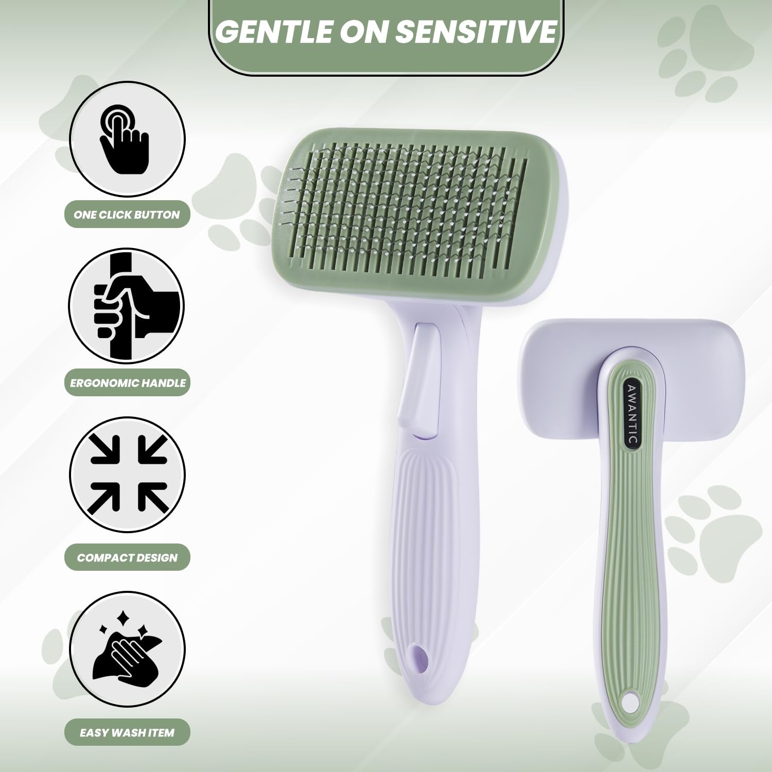 Revolutionary Self-Cleaning Slicker Brush for Dogs - Perfect for Short & Long Haired Breeds, Effortlessly Remove Undercoat and Tangles for a Healthy, Shiny Coat