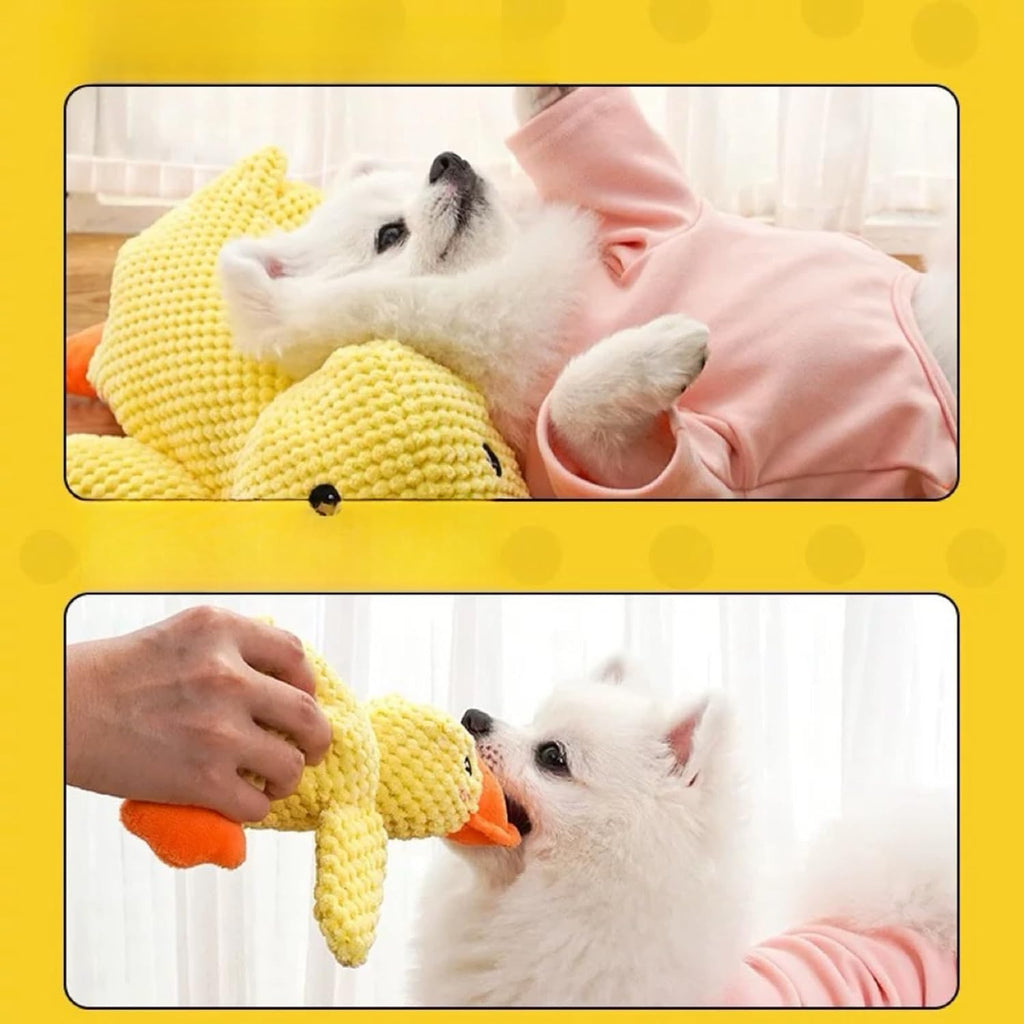 Mellow Dog 2026 Upgraded Calming Duck Toy - Interactive Yellow Stuffed Duck with Carrot for All Dog Sizes - Perfect Chew Toy for Indoor Play and Stress Relief