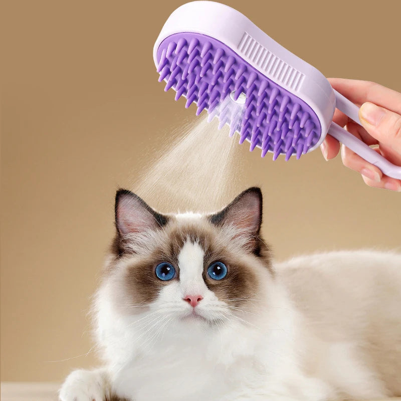 Transform Your Pet's Grooming Routine with the Steamy Brush Electric Spray Cat Hair Brush - A 3-in-1 Multifunctional Tool for Effortless Grooming and Massage!