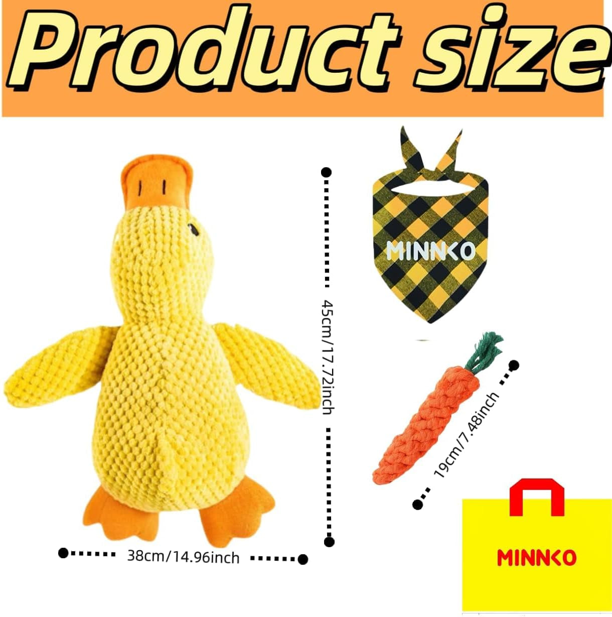 Mellow Dog 2026 Upgraded Calming Duck Toy - Interactive Yellow Stuffed Duck with Carrot for All Dog Sizes - Perfect Chew Toy for Indoor Play and Stress Relief