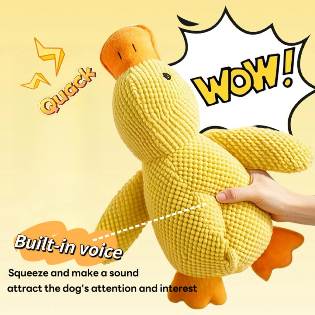 Mellow Dog 2026 Upgraded Calming Duck Toy - Interactive Yellow Stuffed Duck with Carrot for All Dog Sizes - Perfect Chew Toy for Indoor Play and Stress Relief
