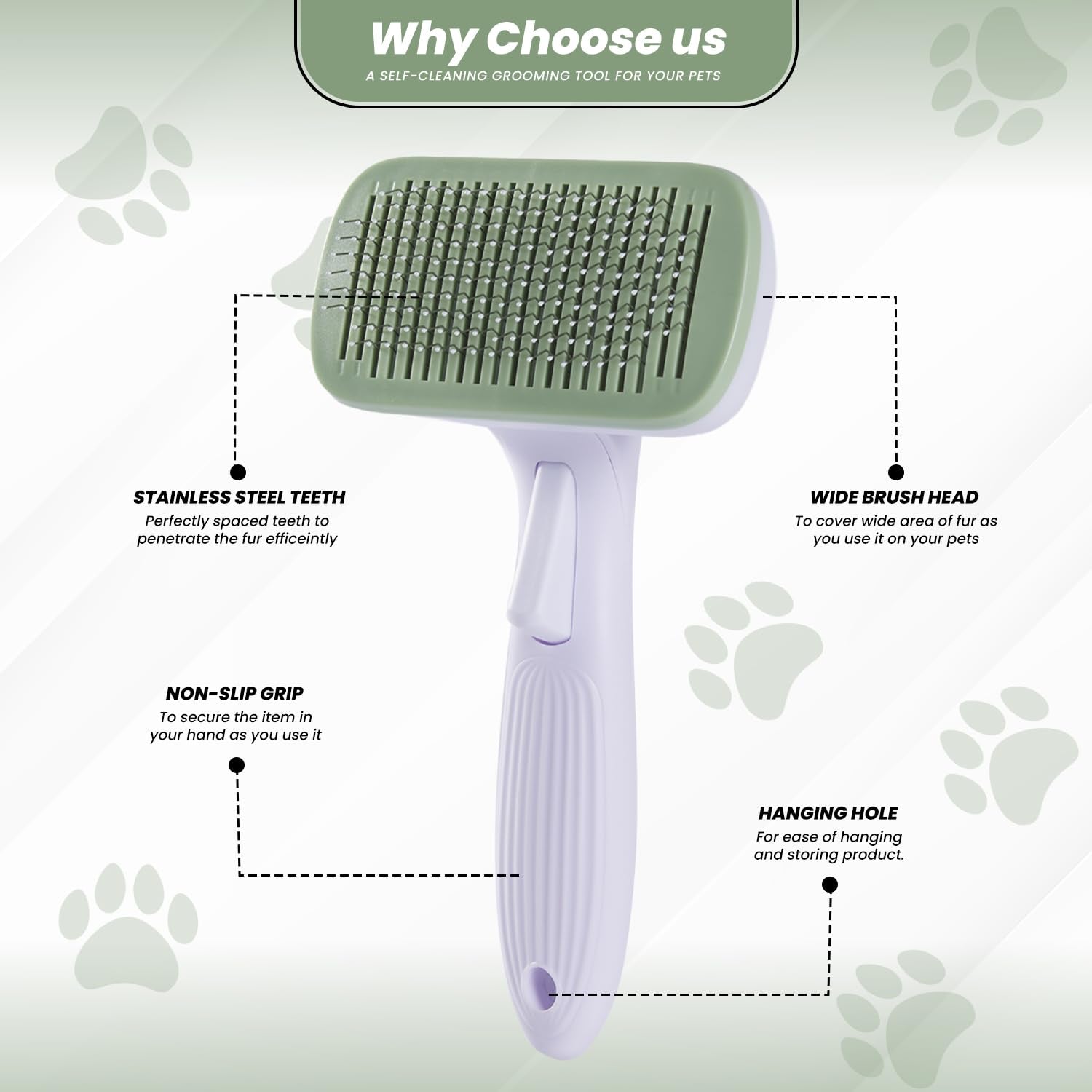 Revolutionary Self-Cleaning Slicker Brush for Dogs - Perfect for Short & Long Haired Breeds, Effortlessly Remove Undercoat and Tangles for a Healthy, Shiny Coat